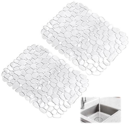 Lot de 2 tapis d'évier 30x40 cm - En PVC - Transparent - Pour vaisselle, verrerie, légumes