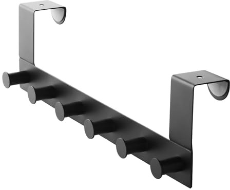 SOTOOLS Türgarderobe CLOTHORACK Schwarz matt, 380 x 110 mm | 6 Haken, ohne Bohren, über der Tür hängend, für Türen ohne Falz, modern und pflegeleicht.