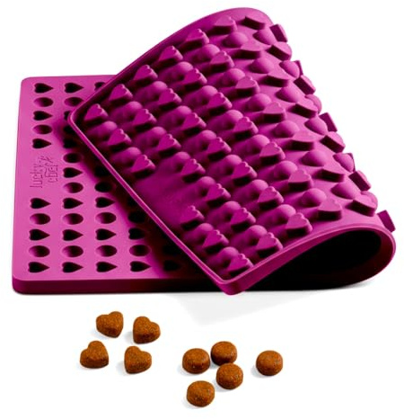 LuckyChef Backmatte Herzen & Halbkugeln für Hundekekse, Silikon, Beere | Hitzebeständige, antihaftbeschichtete Silikonform, BPA-frei, lebensmittelecht, spülmaschinenfest. Für DIY-Hundesnacks.
