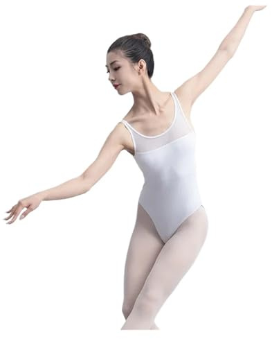 Body Da Danza Classica Per Adulti Body da ballo for balletto bianco da donna con spalline sottili in rete for ragazze, da ballo, pattinaggio, ginnastica, yoga, danza, costumi da bagno Per Ginnastica,