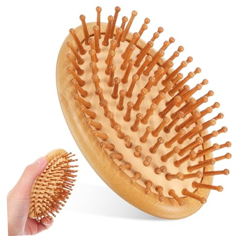 Bamboo Scalp Massage Comb in Bambù, Spazzola per Chioma Leggera