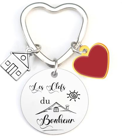 XQXQXZ Porte Clef Maison du Bonheur - Idée Cadeau Original pour Couple et Crémaillère (1)