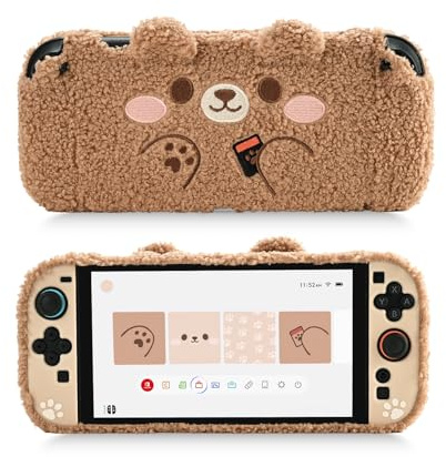GeekShare Plush Case Compatible with Switch 2 (2025), NS2 Protective Cover for Switch Console and Grip Joy Controller, Plush Bear