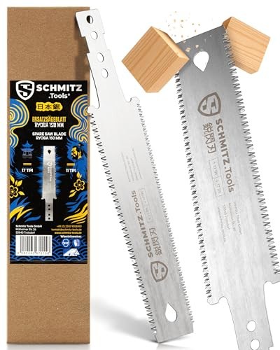 SCHMITZ.Tools Japansäge Handsäge Holz - Ersatzsägeblatt | Japanische Zugsäge Klein - Glatte & kontrollierte Schnitte - Extrem scharf - Doppelseitig 11/17 TPI