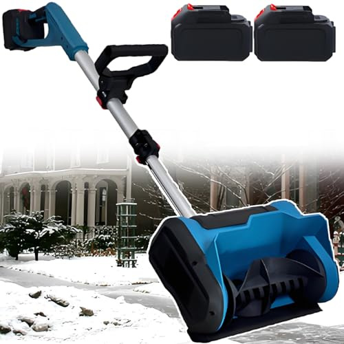 BOOZXCV Foldable Snow Blower Cordless - Electric Snow Shovel - Protable Snow Sweeper,45° Left, Right, Or Upward Snow Throwers,600w Brushless Motor,3000rpm 2batteries (2batteries)