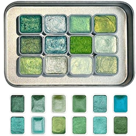 Peinture Aquarelle Scintillante | Fournitures Artistiques 12 Couleurs pour Maternelle,Fournitures de Peinture Portables pour Débutants Artistes,Maison Salle de Classe Anniversaire