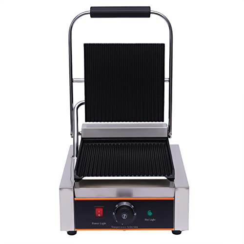 1800W Sandwichergrill Sandwichera Eléctrica Barbacoa de Mesa con 50 Papeles de Barbacoa, Carcasa de Acero Inoxidable para la Preparación de Sandwiches, Hamburguesas y Pollo Frito, Plata Negra