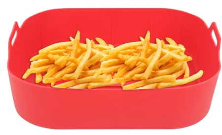 Feuilles de friteuse à air en silicone - 22,3 cm x 5 cm x 6,5 cm - Doublure de panier pliable - Tapis de cuisson de drainage - Inserts anti-adhésifs pour saucisses - Fries végétales - Bacon