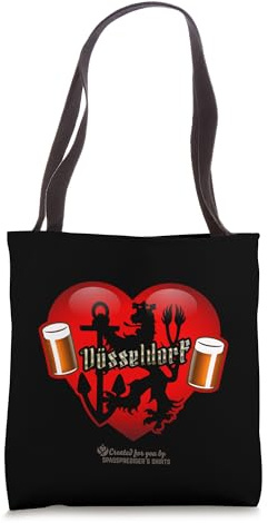 Düsseldorf Lettering Old Beer Glass Heart Lion Düsseldorf Tote Bag