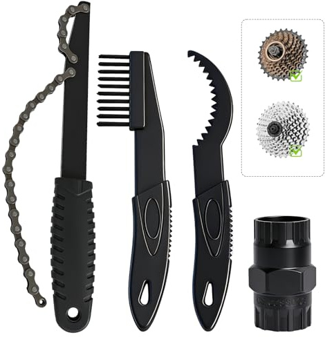 4 Stück Kettenpeitsche, Fahrrad Kassettenabzieher, Ritzelabnehmer Cassette Lockring Tool, Zahnkranzabzieher, für Schraubringe und Fächerschwungräder, Bürsten Sie mit Einem Fahrradkettenblatt