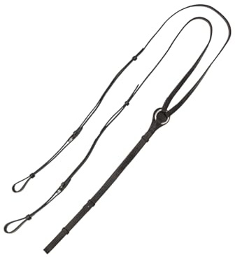 4Horses Dreieckszügel, verstellbare Hilfszügel aus Leder mit unterlegtem Bruststück, für Longieren und Dehnungshaltung