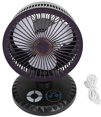 Baxnore Piccolo Ventilatore da Tavolo USB 3 Velocità Regolabile Funzionamento Silenzioso Potente Ventilatore da Tavolo con Circolazione dell'Aria con Timer e Luce Ambientale per Uf (Nera)