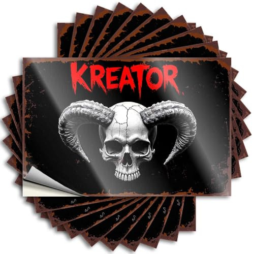 Lustige Autoaufkleber Kreator: Der gehörnte Totenkopf, 10 Stück, lustige Straßenschilder, lustige Aufkleber (12 x 18 cm)