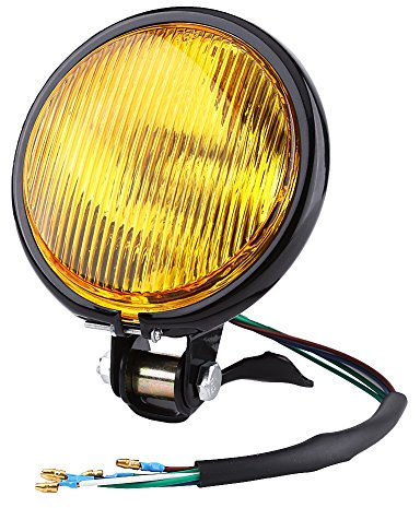 Qiilu Phare de Moto LED, Ampoule de phare de moto ronde ambre de 5 pouces