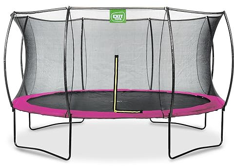 EXIT Toys Silhouette Trampolin - ø427cm - Großes Rundes Gartentrampolin Outdoor für Kinder - Mit Sicherheitsnetz - Preisgünstig - Sicherer Einstieg - Gute Sprungkraft - Mit Fußschutzsystem - Rosa