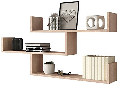 Kassi - Wandregal/Hängeregal/Bücherregal Mit 3 Regalböden In Sonoma Eiche Matt 55X119Cm