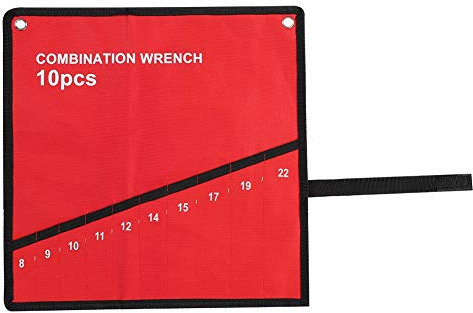 Nikou Wrench Roll, Multi Pocket Roll Up Tools Storage Bag Canvas Organizer, Wrench Tool Holder Screw Driver Mat Spanner Organiser Bags for Spanners (10 Pockets)