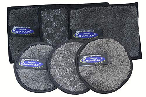 Aqua Clean Black Edition - Cuscinetti per pulizia e risciacquo, 6 pz