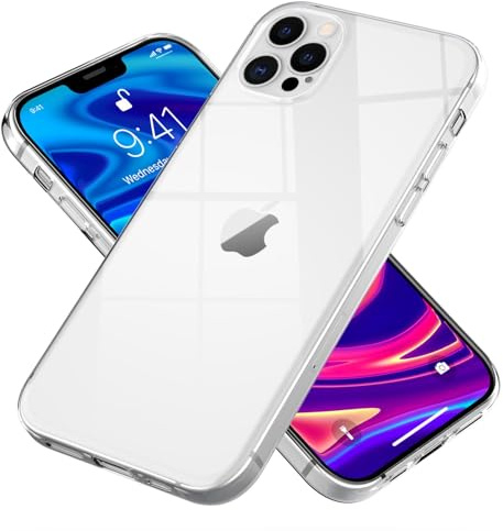 NALIA Transparente Silikonhülle für iPhone 12 Pro Max - Anti-Gelb & rutschfest - Airflex (Handyhülle Kristallklar, Schlank & Stoßfest) - Marke aus Berlin