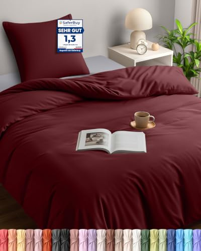 Utopia Bedding Bettwäsche 135x200 cm + 1 Kissenbezug 80x80 cm, Burgund | Bettbezug Mikrofaser mit Reißverschluss, Oeko-TEX Zertifiziert, Einfache Montage – ideal für Zuhause und Hotels