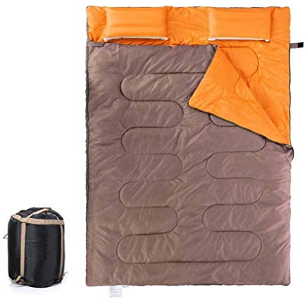 RONGJJ Schlafsack, Doppelschlafsack - 3-4 Saison Für Camping, Wandern, Outdoor, wasserdichte Leichte Kompression - 215X145cm, Orange