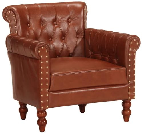 vidaXL Poltrona Poltroncina Divano Sedia Seduta Seggiola Ottomana Canapè Divanetto Mobili Soggiorno Salotto Marrone in Vera Pelle di Capra