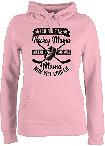 Pullover Damen Hoodie Frauen - Ich bin eine Hockey Mama - wie eine normale Mama nur viel cooler - schwarz - XL - Hellrosa - muttertagsgeschenk personalisiert mum mums pulli mutterzagsgeschenke