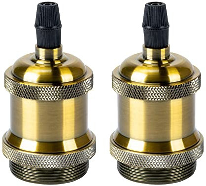 PETITES ECREVISSES Lampenfassung E27 Vintage Edison Metall Vintage Socket Lampenfuss Retro Adapter Beleuchtung für Pendelleuchte Hängelampe Halter DIY (2 stück, Messing)