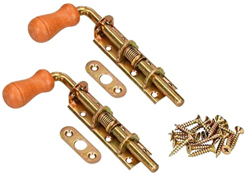 KOTARBAU® 2er Set Federriegel 150 mm Bolzenriegel Türriegel Grendelriegel Verzinkt Rostfrei Holzgriff Wetterfest Mit Federung Torriegel