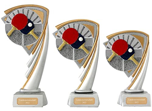 Tischtennis Pokal Pokalset CROZON Trophäe mit Gravur (L - 19 cm)
