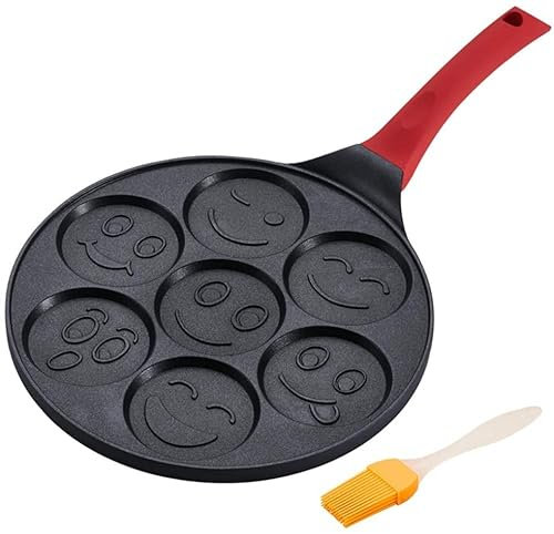 Pancake Pan Non Stick Egg Frying Pan, Pancake Pan With Animal Face Oattern,10 Inch Nonstick Egg Pan With 7 Unique Flapjack Faces, Great For Every Home