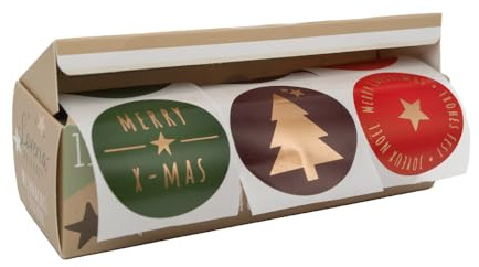 Loveria Aufkleber Weihnachten - 150 Weihnachtssticker selbstklebend | 3 Motive je 50 Sticker pro Motiv | Ideal für Weihnachten, Geschenke, Postkarten | Weihnachtsaufkleber