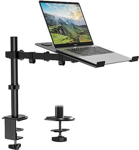 PUTORSEN Monitor Halterung mit Laptopablage für 13 bis 32 Zoll Monitor Bildschirm oder Notebook bis zu 17 Zoll, Neigbare Drehbare Monitor Laptop Halterung Schreibtisch, 2 Befestigungsmöglichkeiten