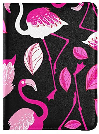 Reisepasshülle mit rosa Flamingos, mit Impfausweisschlitz, Reisedokumente, Organizer, Schutz, Leder, Reisepasshülle, Foliage Pink Flamingos, Einheitsgröße