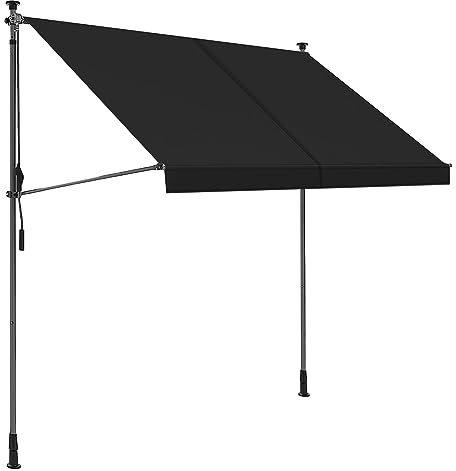 osoltus Klemmmarkise, Balkonmarkise, höhenverstellbar, mit Handkurbel, Sonnenschutz, für Balkon, Terrasse, Garten (250cm, Anthrazit)