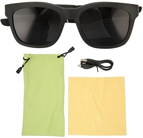 Occhiali da Sole con Conduzione Ossea, Wireless 5.0, Microfono HD, Batteria a Lunga Durata per Guida, Spiaggia, Vacanze (BLACK)