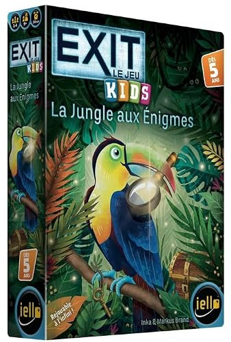 IELLO EXIT Kids Der Dschungel im Rätsel - Kooperatives Rätselspiel für Kinder | 1-4 Spieler | 45-90 Minuten | Ab 5 Jahren