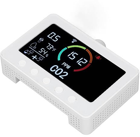 Monitor de CO2, Monitoreo Remoto WiFi, Pantalla LCD de 7 Pulgadas, Detector de CO2 DC12V 2A con Sensor de Luz para Sala de Cultivo (Enchufe europeo)