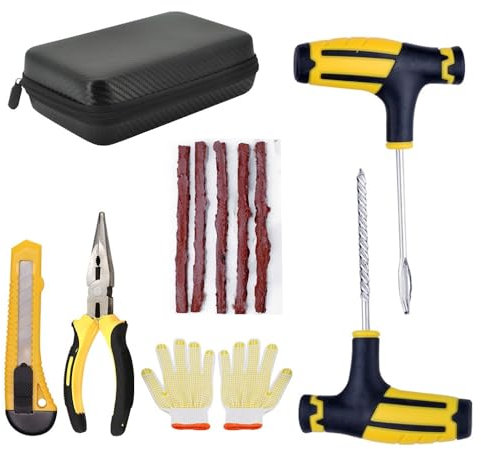 6pcs Autoreifen Reparaturset, Reifen Reparatur, Set Reifenreparaturset,Reifenreparaturwerkzeuge,Tubeless Bike Reifen Reparatur,Plug Kit Plugger Tool Tubeless Reifen Tire Repair Kit