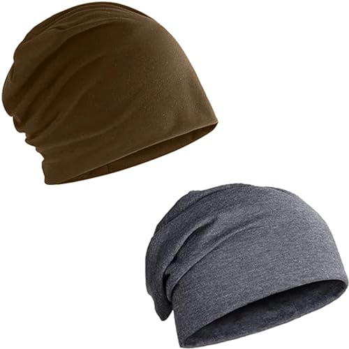 2 Pièces Bonnet Souple Unisexe, Bonnet Souple en Coton, Bonnet Léger Hip-Hop, Chapeau Souple Fin et Flexible, Bonnet Chaud en Jersey de Coton, pour Un Usage Quotidien ou Un Voyage(2 Couleurs)