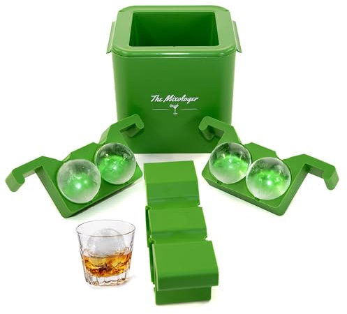 The Mixologer Antartico Ice Maker | Set di 4 | Macchina per ghiaccio trasparente con coperchio, facile da usare, stampi per ghiaccio perfetti per cocktail, whisky, bourbon, brandy