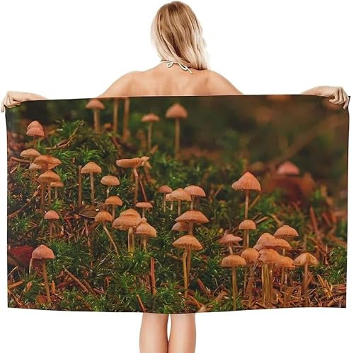 okoikfc 3D Strandtuch 150x200 cm Pilz Badetuch Groß Pilz Microfaser Handtücher Weich Schnell Trocknen Strandhandtuch Herren Frauen Badetücher, Strandtücher Strandlaken Handtuch A1252