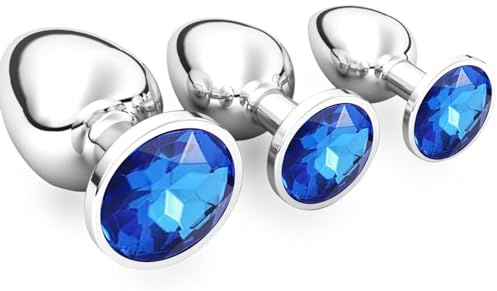 3 Pezzi Anal Butt Plug,S+ M+ L Set Sex Toy,per uomo donna principianti giocattoli del sessocon diamante di cristallo trasparente,Set Sex Toy (Blu scuro)