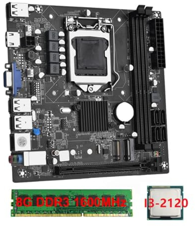 Bahwphry ITX H61 Desktop Motherboard + I3-2120 +1X8G DDR3 1600MHz RAM CPU LGA 1155 Supporto fino a 16GB RAM Slot 100M Scheda di Rete Ricambio Accessori