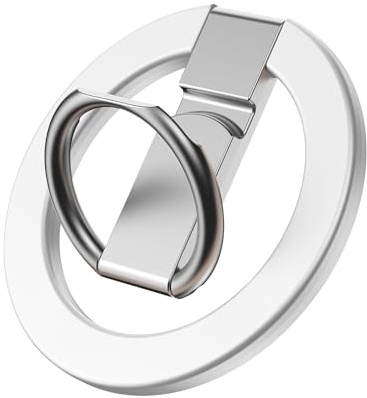 Magnetic Phone Ring Holder for MagSafe Ring Stand Finger Grip Kickstand 360° Rotating Adjustable Removable Compatible with iPhone 15 Pro Max 14 13 12 Samsung Android MagSafe Accessories (White)