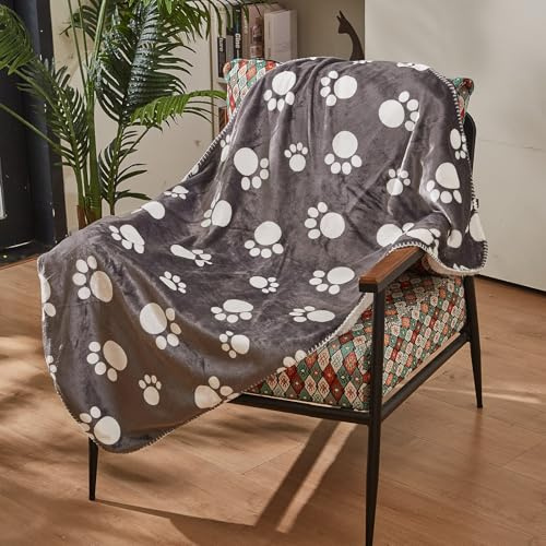 Kritter Planet wasserdichte Decke, Hundedecke Wasserdicht Kuscheldecke Flauschig für Unterwegs Auto Rückbank Sofa, Sofabezug Hund Decke Couch Schutz Katze Waschbar, 75x130(Pfote)