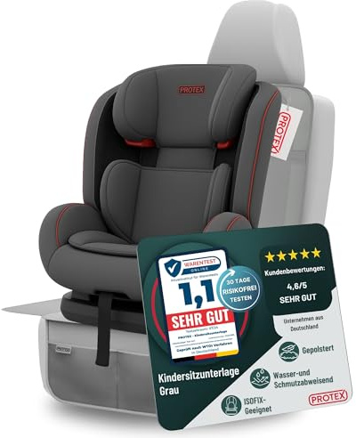 PROTEX Base antideslizante para asiento infantil, apta para ISOFIX, tela 600D impermeable y de alta calidad con asiento acolchado (L), color gris