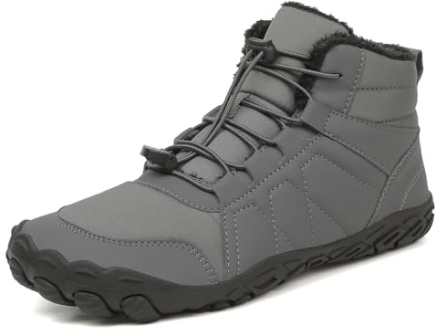 YCYATS Chaussures d'hiver pieds nus pour homme et femme - Chaussures de trail - Chaussures de randonnée - Chaussures hautes chaudes et antidérapantes, gris, 39 EU