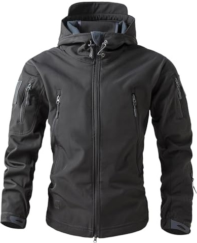 RUMAOZIA Herren Camouflage Softshelljacke Taktische Winter Mantel mit Kapuze und Reißverschluss Atmungsaktiv Outdoorjacke Angeln Jagd Jacke Arbeitsjacke Warnjacke Trekking Übergangsjacke
