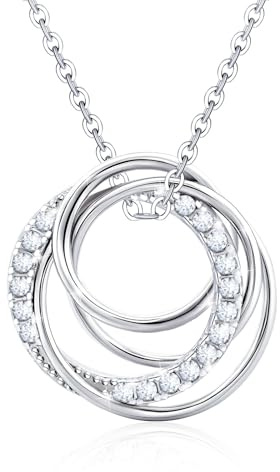 Elensan Sterling Silver Pendant Necklace Charms Hypoallergenic Fashion Jewelry Dainty Valentines Day Birthday Gift for Women (Circle)